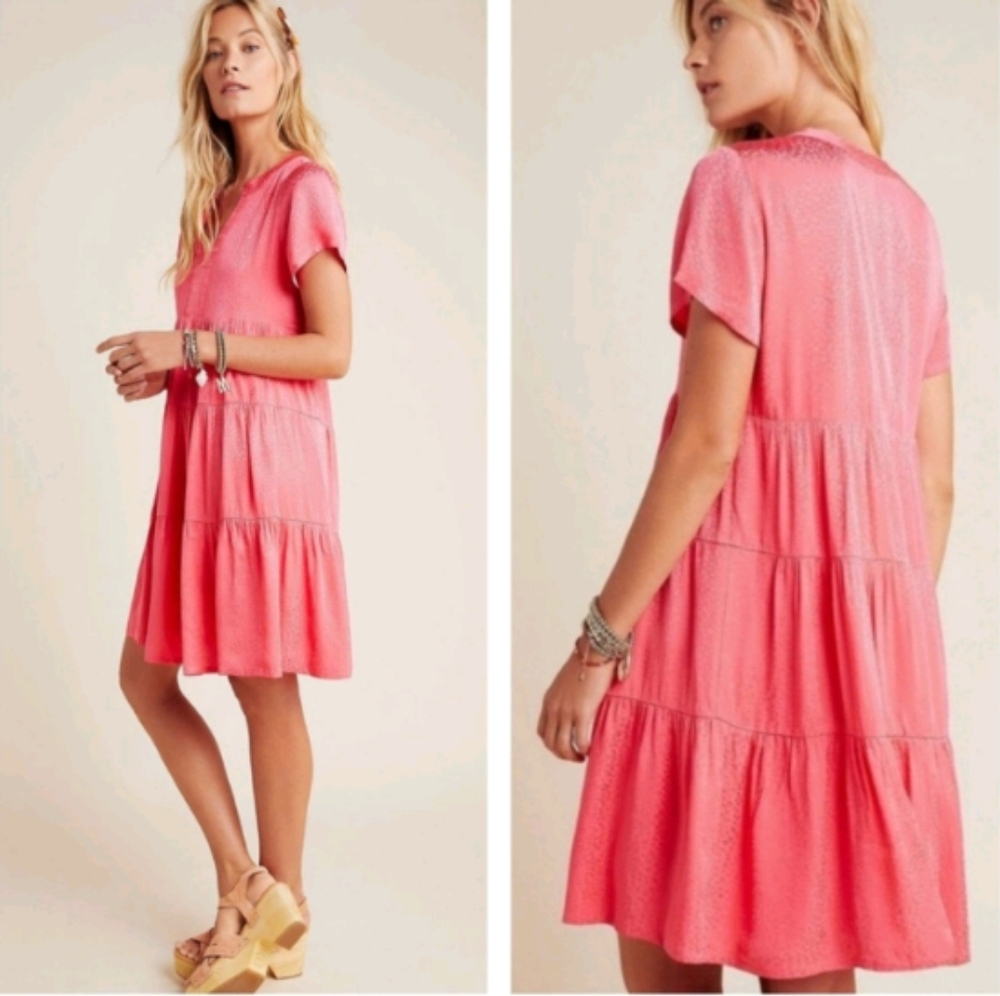 Anthropologie Maeve Sacha Jacquard Tiered Tunic Dress sz M